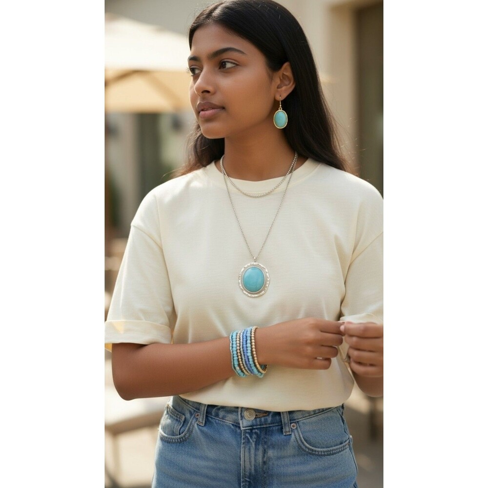 Beautifully Curated 9pc Boho Turquoise Jewelry Collection New Trendy